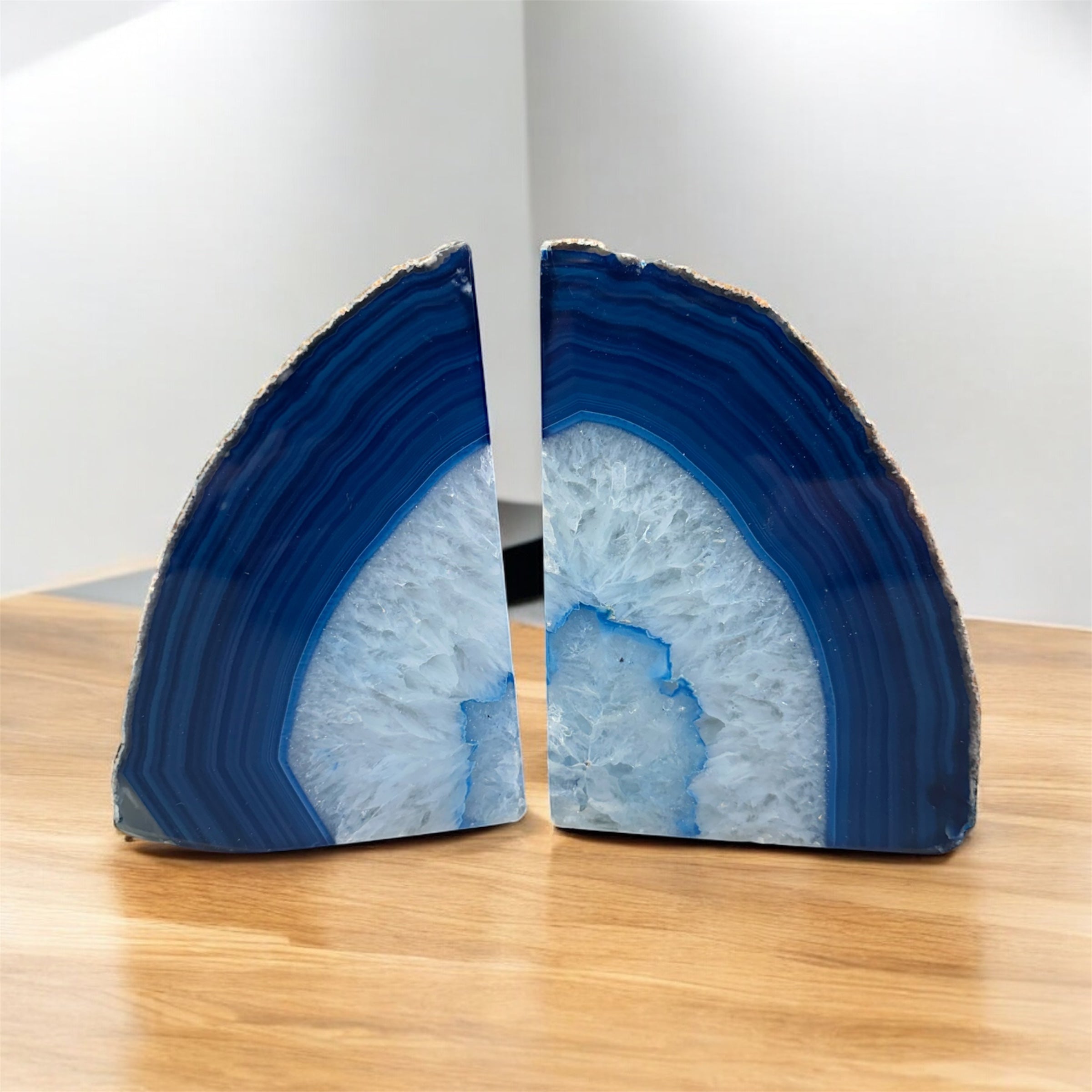 Blue Dyed Agate Bookends – 7 lbs – 5½” x 8” x 3”