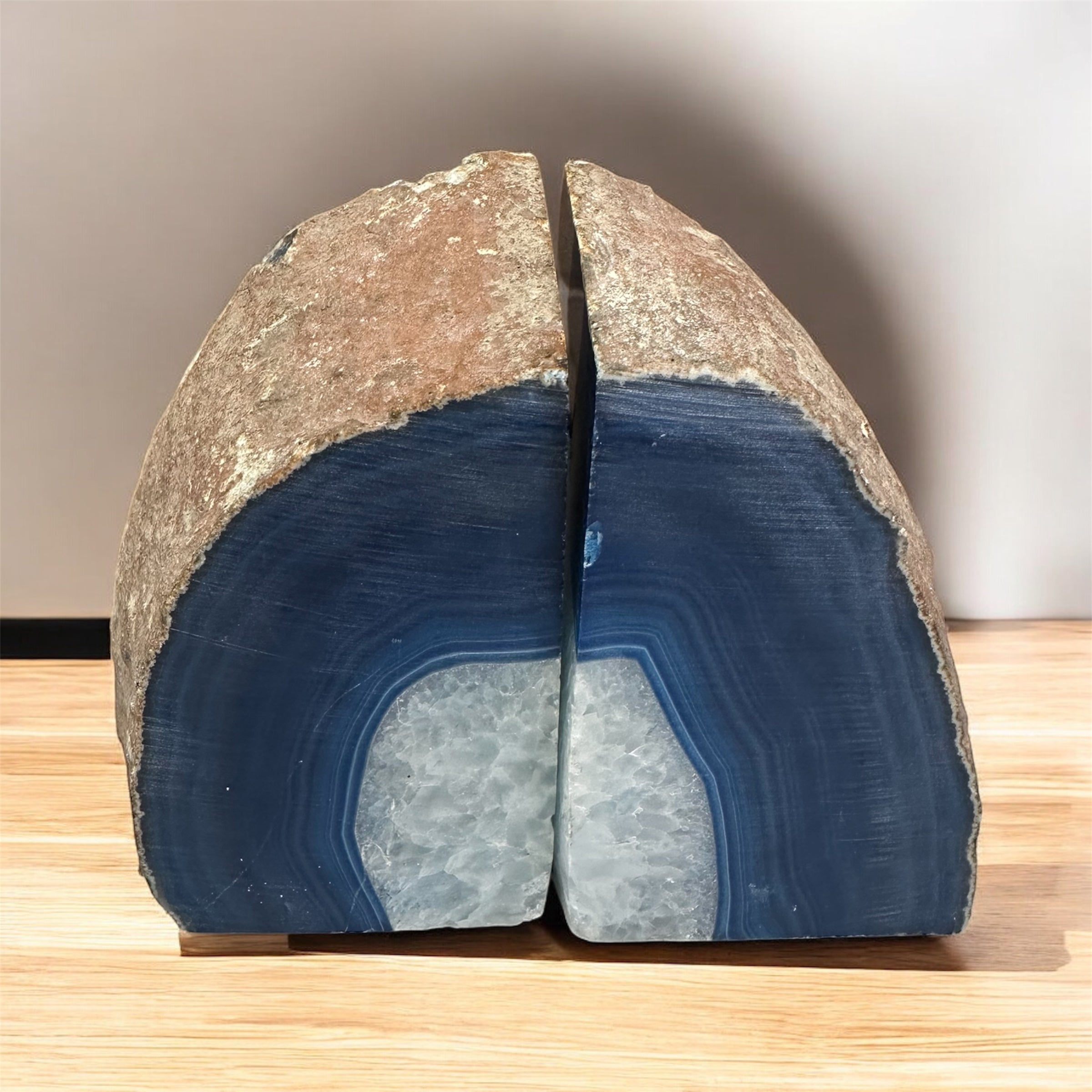Blue Dyed Agate Bookends – 7 lbs – 5½” x 8” x 3”