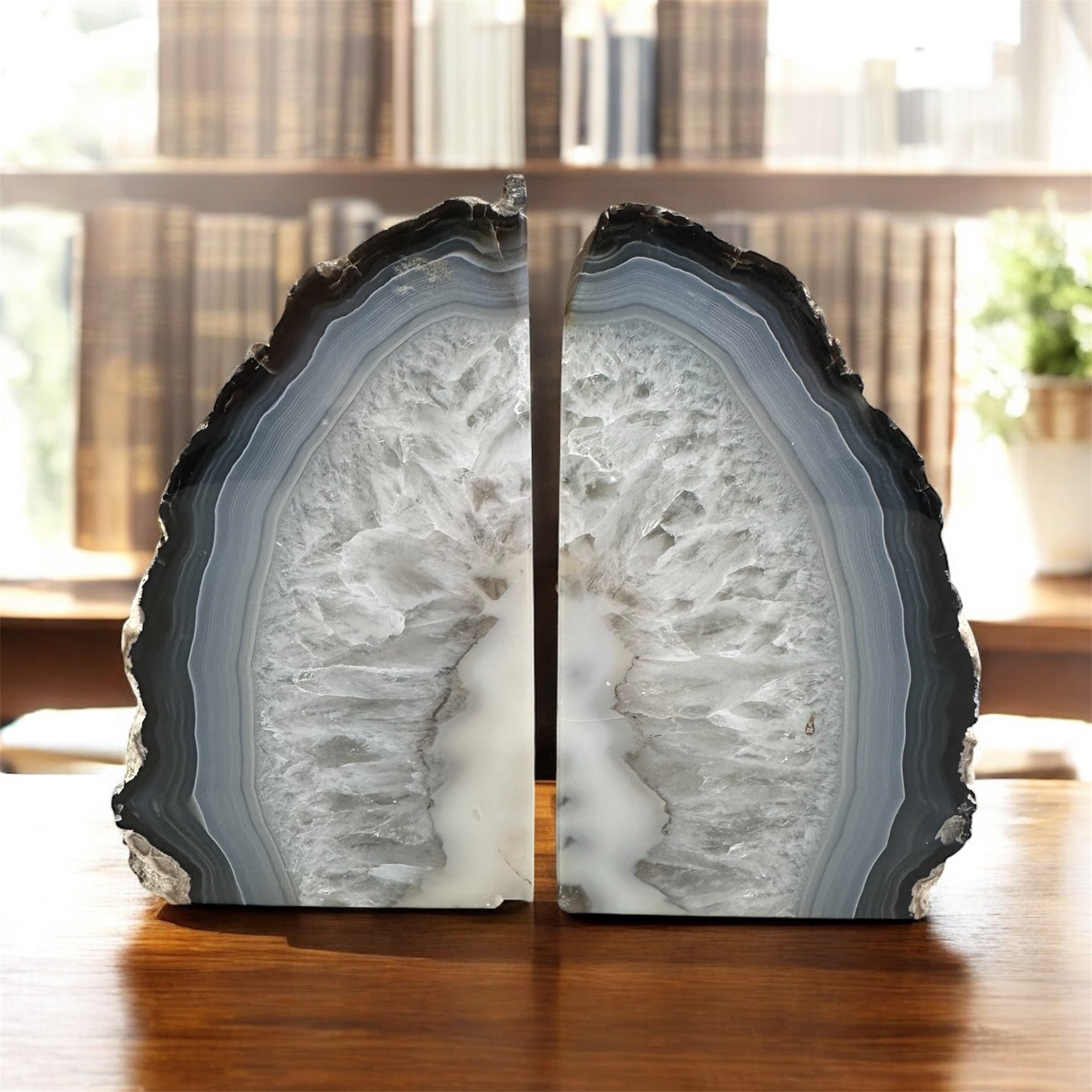 Natural Agate Bookends – 8½ lbs – 6” x 7¼” x 4”