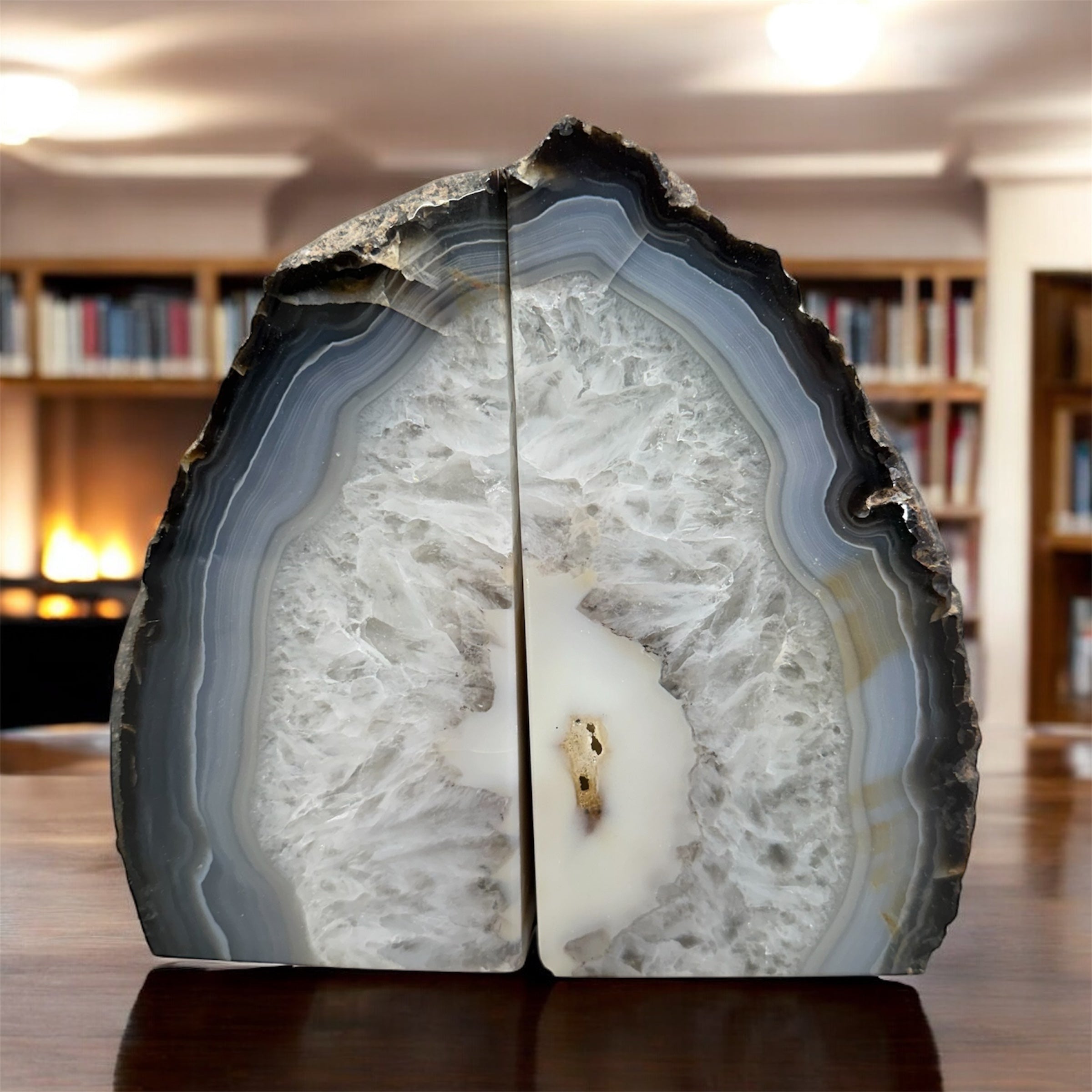 Natural Agate Bookends – 8½ lbs – 6” x 7¼” x 4”