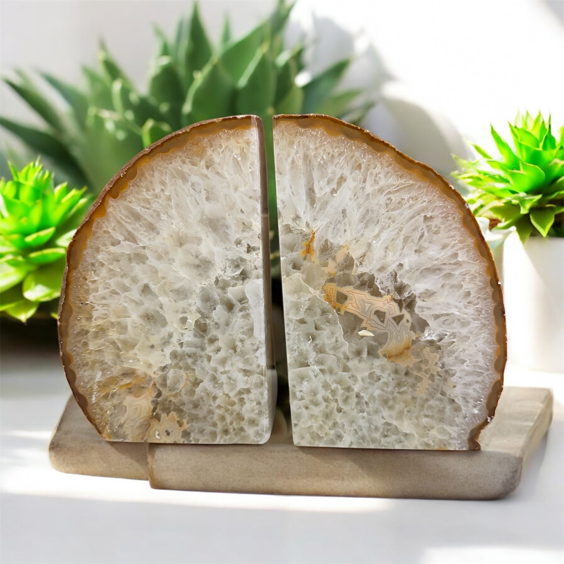 Natural Agate Bookends – 9½ lbs – 6¼” x 8½” x 2¾”