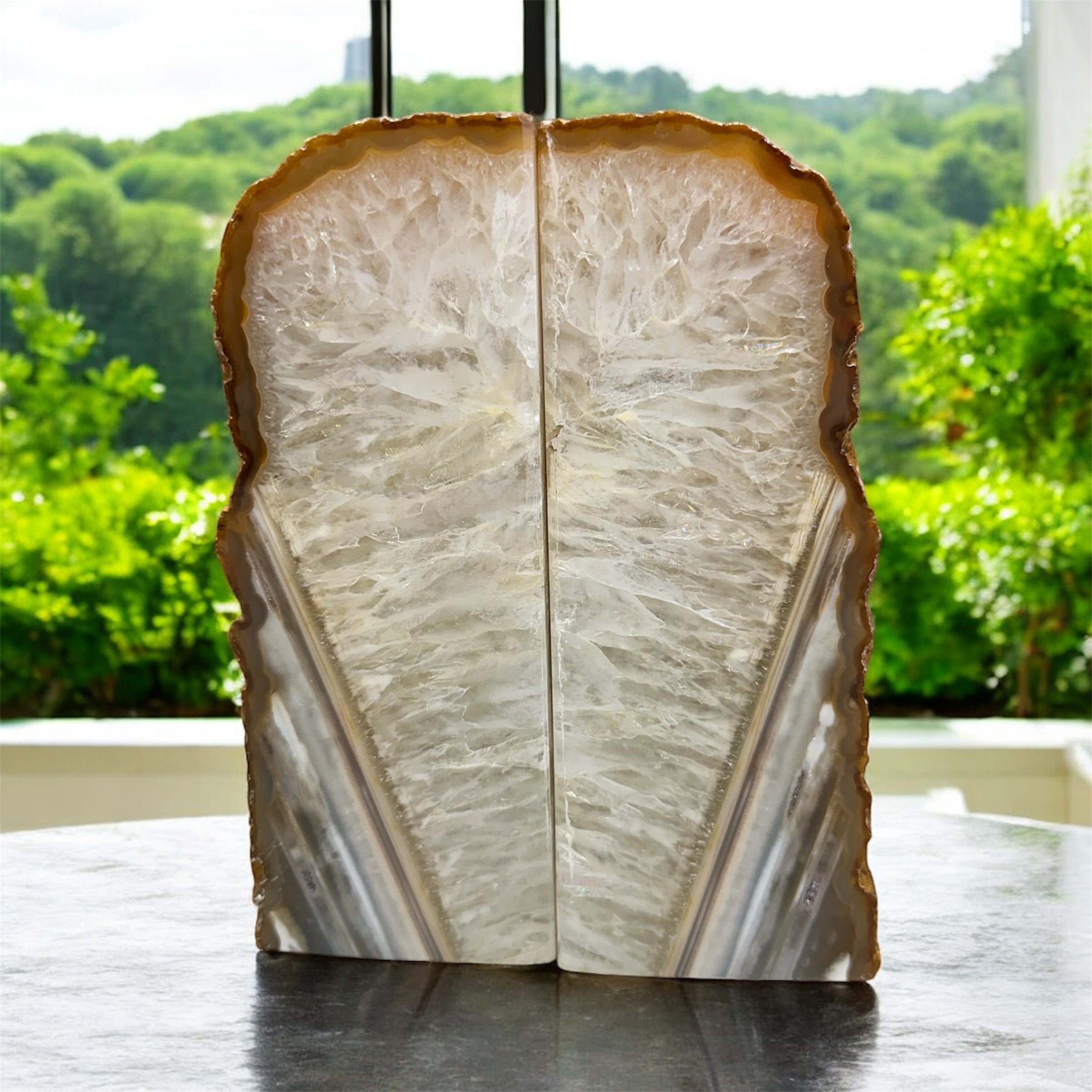 Natural Agate Bookends – 9½ lbs – 6¼” x 8½” x 2¾”