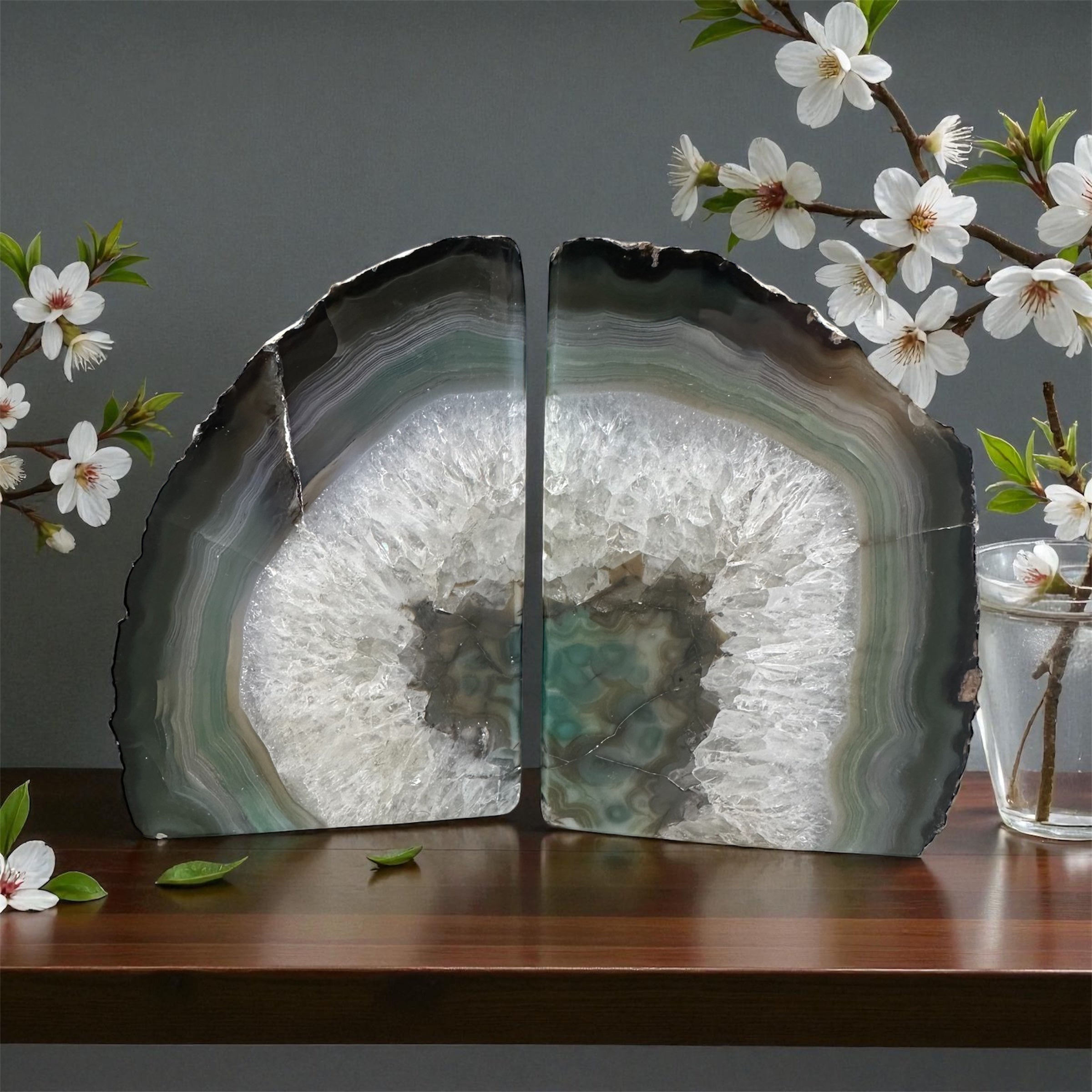 Green & Gray Dyed Agate Bookends – 4½” x 6½” x 2”