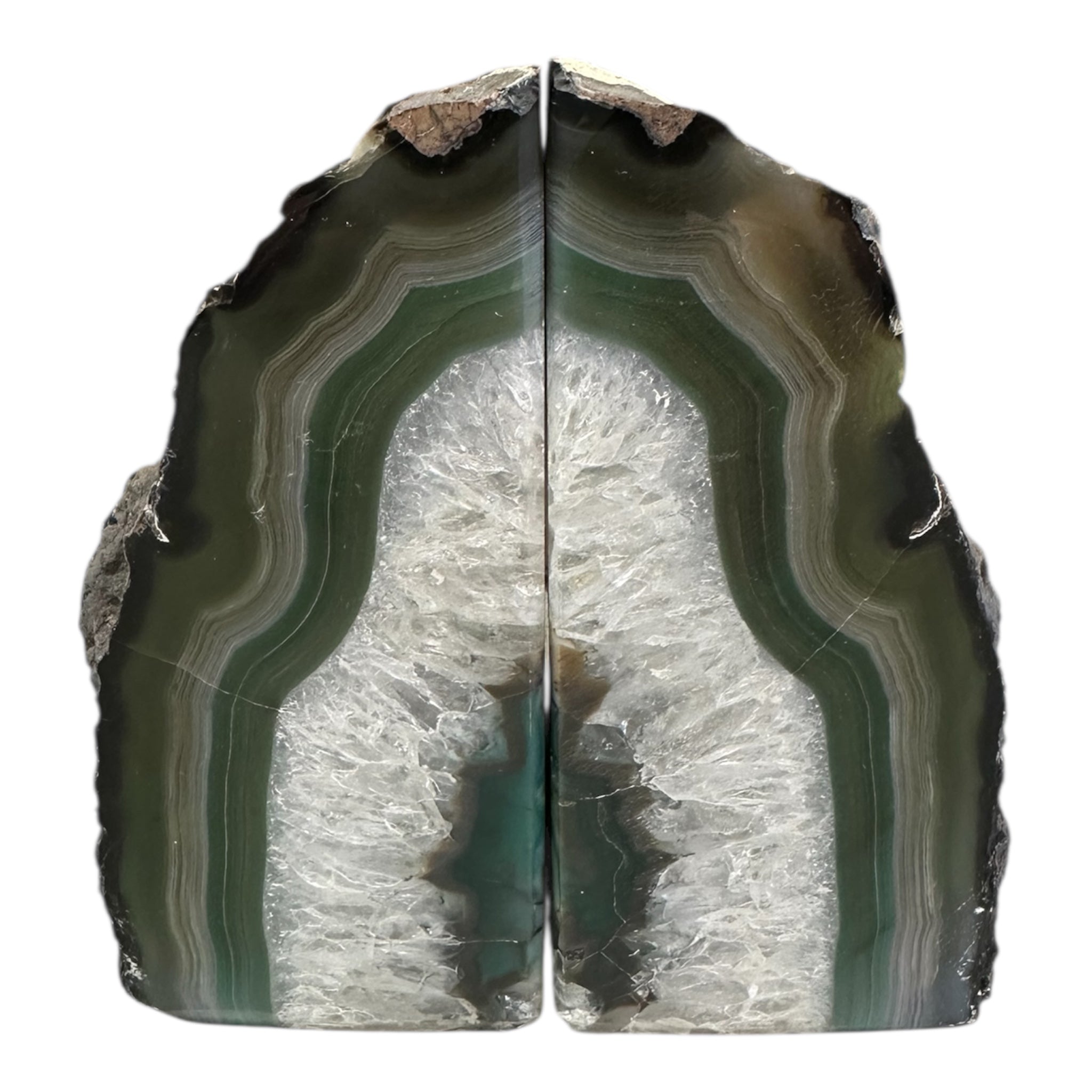 Green & Gray Dyed Agate Bookends – 4½” x 6½” x 2”