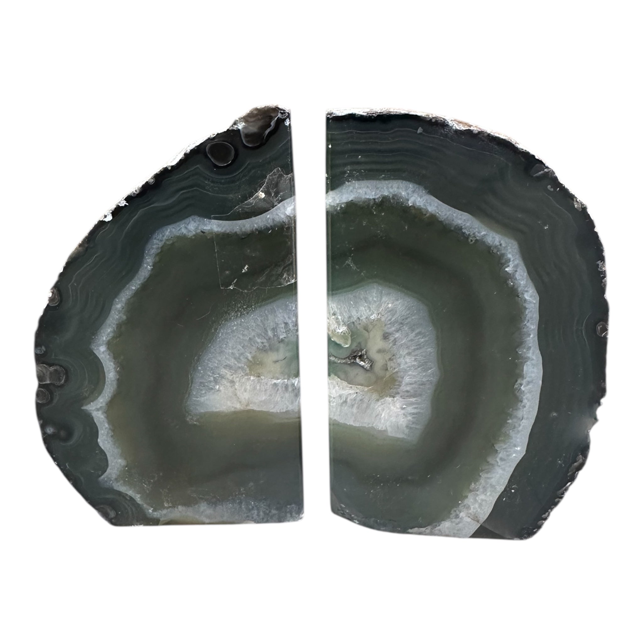 Green Agate Bookends – 4” x 5” x 3”