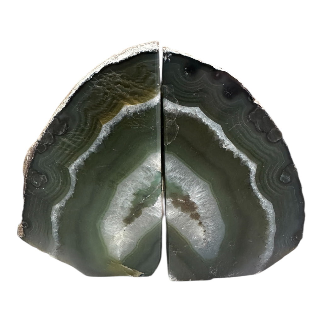 Green Agate Bookends – 4” x 5” x 3”